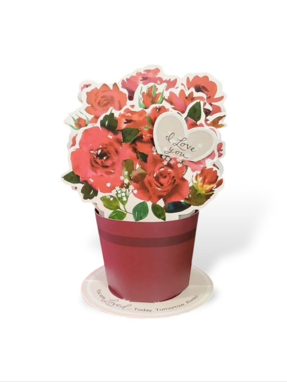 Valentine's Day 3D Flower Bouquet Love BF GF Partner Spouse Red Roses Paper